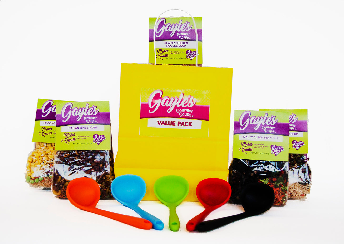 6-Pack of Gayle's Gourmet Soups w/ Free Ladle - includes yellow bag