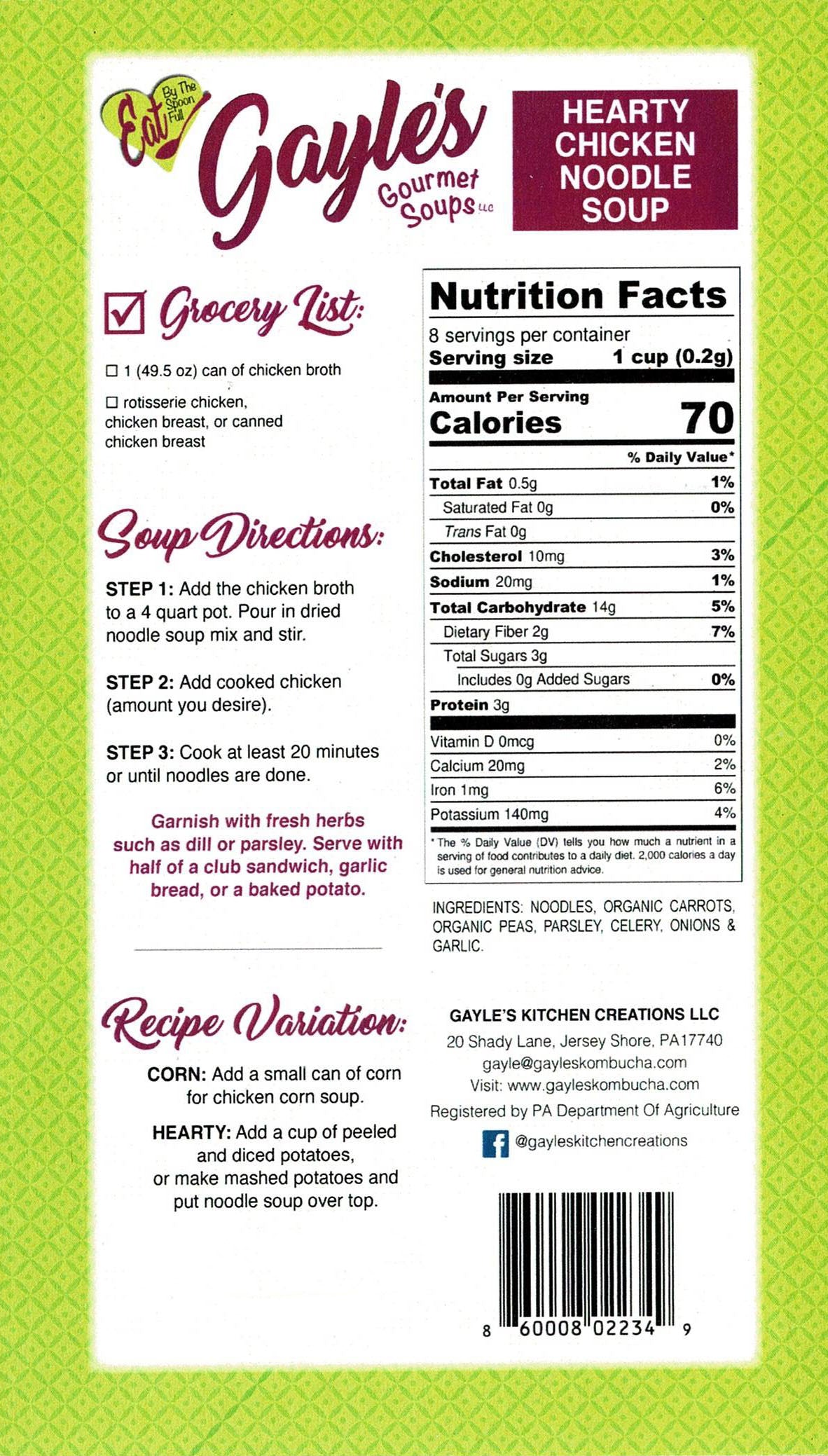 Hearty Chicken Noodle Soup - Gayle's Gourmet Soups