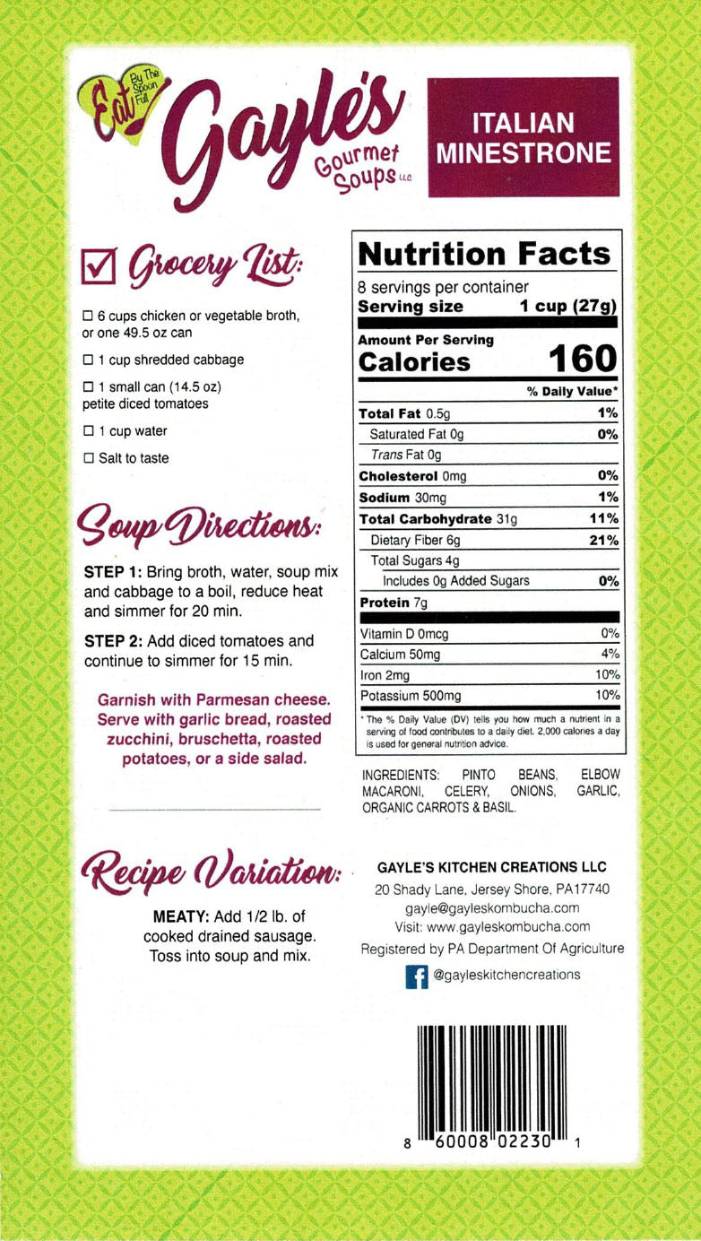 Italian Minestrone - Gayle's Gourmet Soup